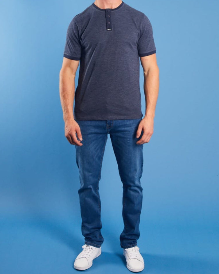Original DISL Navy Blue Henley T-Shirt