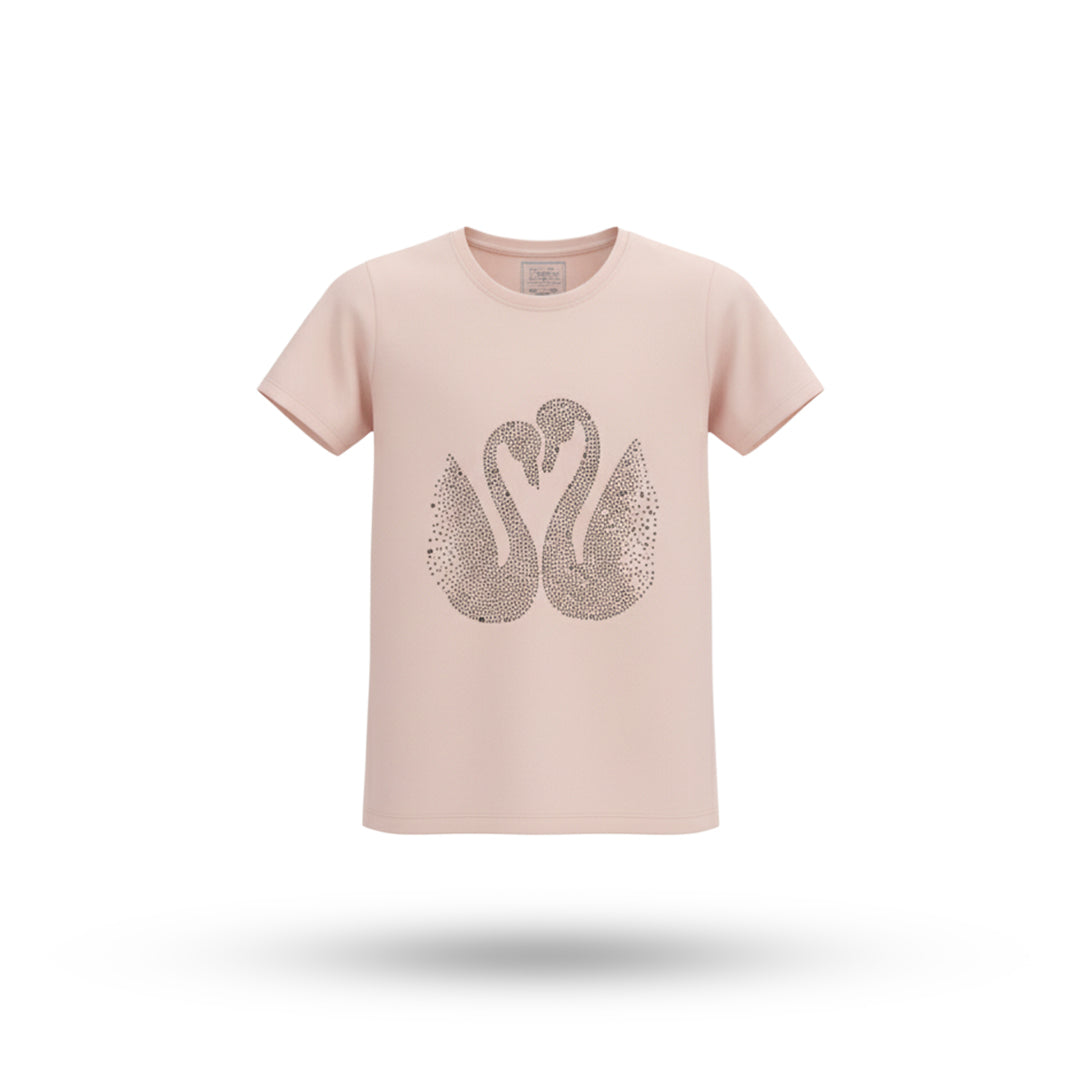 Swan beaded design T-shirt