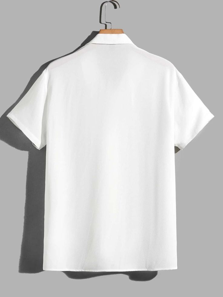 Men's White Linen Collar Shirt