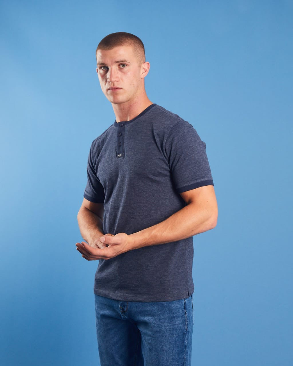 Original DISL Navy Blue Henley T-Shirt